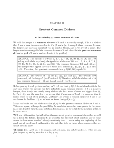 Chapter 2: Greatest Common Divisors