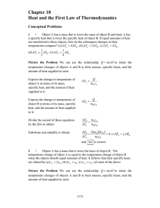 Chapter 18 Heat and the First Law of Thermodynamics