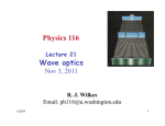 Physics 116 Wave optics