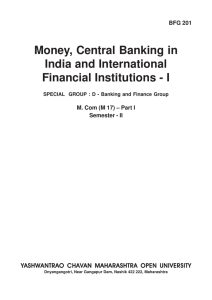 Money, Central Banking in India and International Financial Institutions - I