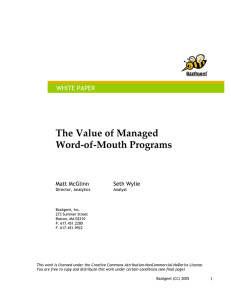 The Value of Managed Word-of-Mouth Programs