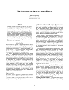 Using Analogies across Narratives to drive Dialogue David W. Knapp