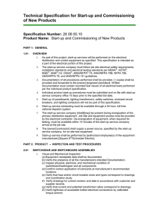 Technical Specification for Start-up and