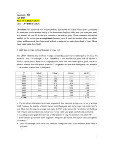 Economics 101 Fall 2010 Answers to Homework #4 Due: 11/04/2010 in lecture