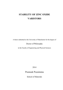 STABILITY OF ZINC OXIDE VARISTORS