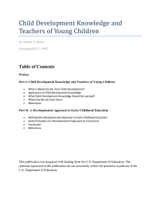 Part I: Child Development Knowledge and Teachers of Young