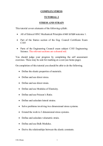 COMPLEX STRESS TUTORIAL 2 STRESS AND STRAIN This