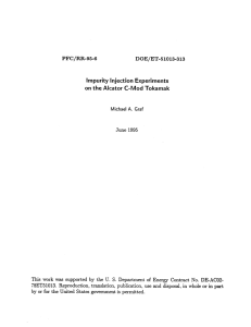 Impurity  Injection Experiments on  the Alcator C-Mod  Tokamak