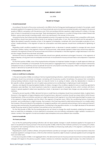 BANK LENDING SURVEY Results for Portugal I. Overall assessment July 2006