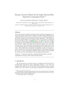 Entropy Viscosity Method for the Single Material Euler I Jean-Luc Guermond