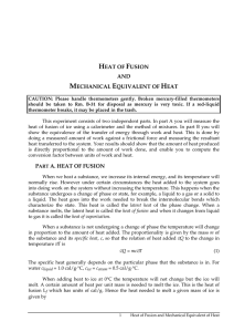 HEAT OF FUSION AND MECHANICAL EQUIVALENT OF HEAT