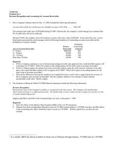 15.501/516 Problem Set 3 Revenue Recognition and Accounting for Account Receivables