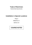 Trade of Electrician Installation in Special Locations COURSE NOTES