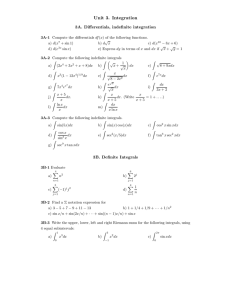 Unit 3. Integration 3A. Differentials, indefinite integration