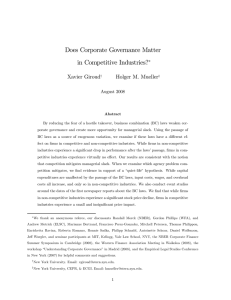 Does Corporate Governance Matter in Competitive Industries?∗