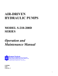 AIR-DRIVEN HYDRAULIC PUMPS Operation and Maintenance