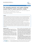 The emerging genomics and systems biology Open Access