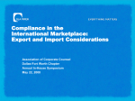 Compliance in the International Marketplace: Export and Import