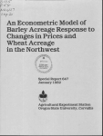An Econometric Model of Barley Acreage Response to Changes in Prices and