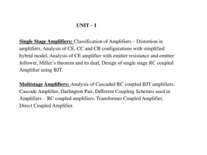 UNIT – I Single Stage Amplifiers: Classification of Amplifiers
