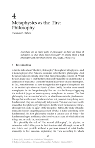 Metaphysics as the First Philosophy