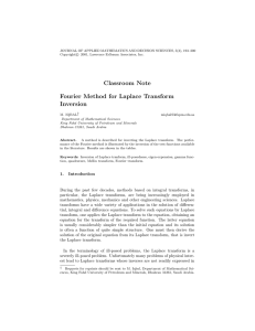 Classroom Note Fourier Method for Laplace Transform Inversion †