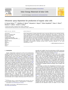 Ultrasonic spray deposition for production of organic solar cells