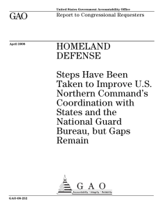 GAO HOMELAND DEFENSE Steps Have Been