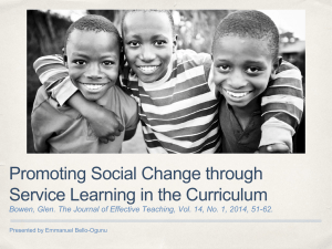 Promoting Social Change through Service Learning in the Curriculum