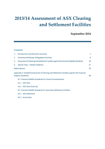 2013/14 Assessment of ASX Clearing and Settlement Facilities September 2014 Contents
