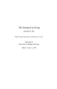 The Standard of Living - The Tanner Lectures on Human Values