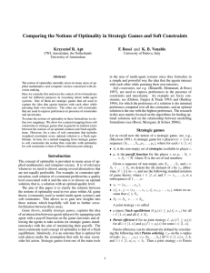 Comparing the Notions of Optimality in Strategic Games and Soft... Krzysztof R. Apt F. Rossi and K. B. Venable