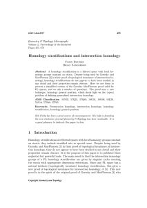 Homology stratifications and intersection homology Geometry &amp; Topology Monographs Colin Rourke Brian Sanderson