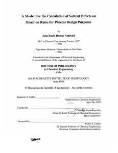 A  Model  For the Calculation of Solvent ... Reaction  Rates for Process  Design  Purposes