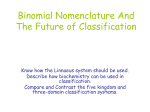 Binomial Nomenclature And The Future of Classification