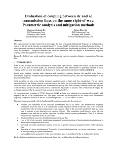 Evaluation of coupling between dc and ac transmission lines on the