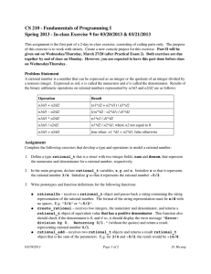 CS 210 ­ Fundamentals of Programming I  Spring 2013 ­ In­class Exercise 9 for 03/20/2013 &amp; 03/21/2013