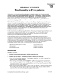 15 Biodiversity in Ecosystems Experiment PRELIMINARY ACTIVITY FOR