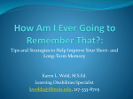 How Can I Remember That? The Memory Workshop