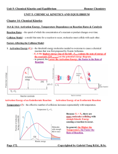 Unit 5: Chemical Kinetics and Equilibrium