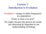 Lecture 1: Introduction to Evolution