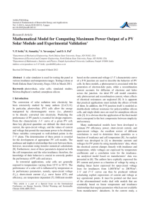 Mathematical Model for Computing Maximum Power Output of a PV