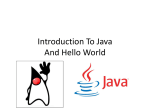 Introduction To Java And Hello World