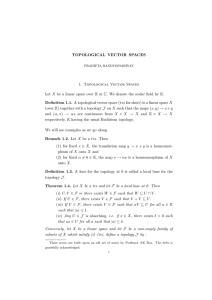 TOPOLOGICAL VECTOR SPACES 1. Topological Vector Spaces