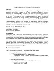 ABFO Model of Curricular Topics for Forensic Odontology I