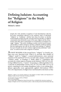 Defining Judaism: Accounting for “Religions” in