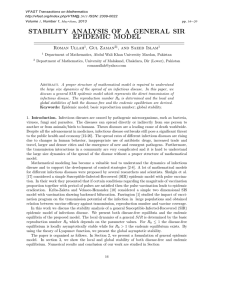 STABILITY ANALYSIS OF A GENERAL SIR EPIDEMIC MODEL