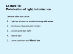 Lecture 18: Polarisation of light, introduction