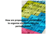 How are properties of atoms used to organize elements into the