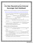 Civil War Reconstruction Internet Scavenger Hunt WebQuest